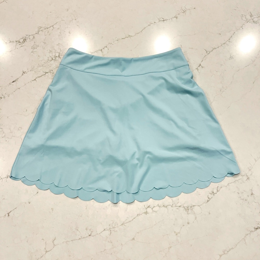 Vineyard Vines Performance Golf Skort Women L Ligth Aqua Blue Scallop Hem